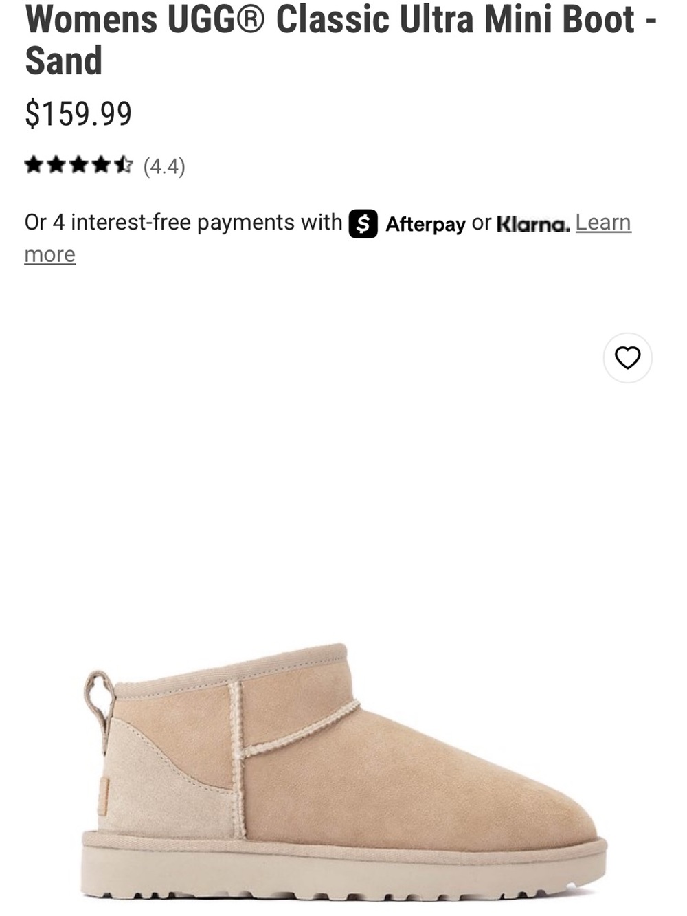 UGG Sand Classic Ultra Mini Suede Ankle Boot